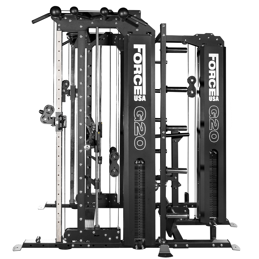 Force USA G20 All-In-One Trainer - Máquina Smith, Multipower, Rack, Prensa Vertical, Polea Alta y Baja
